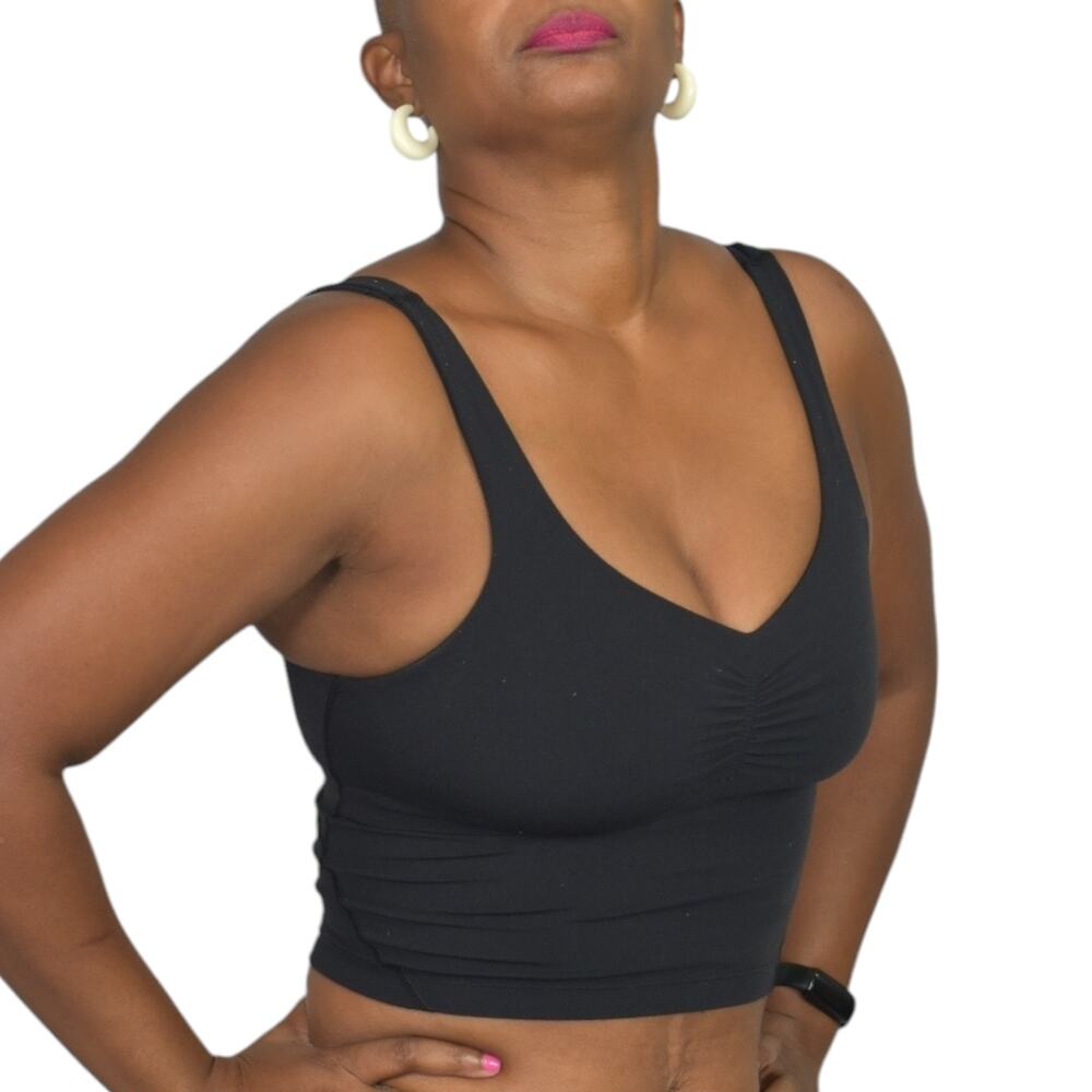 Lululemon Align Gathered Front Tank Black Cropped Shelf Bra Yoga Stretch Size 2 - Picture 2 of 12